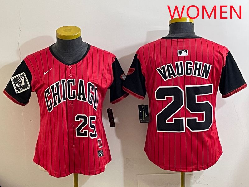 Women 2025 Chicago White Sox #25 Vaughn Red Joint Name Nike MLB Jersey style 26